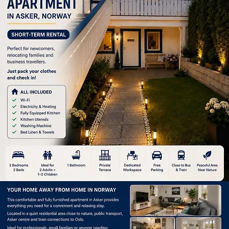 Entire In Near Oslo 2 Bedrooms, Kitchen, Terrace & Easy Bus And Train Access *